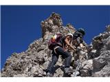 Lienški Dolomiti - gore nad kočo Karlsbader Hütte Skala je dobra, s številnimi oprimki in stopami