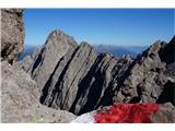 Lienški Dolomiti - gore nad kočo Karlsbader Hütte Pogled čez rob. Tam ni kruha za šodrovce