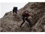 Lienški Dolomiti - gore nad kočo Karlsbader Hütte Tudi po prehodu s plošče težavnost ni dosti manjša