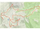 Lienški Dolomiti - gore nad kočo Karlsbader Hütte GPS sled prehojene poti