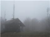 Veliki Javornik 1268m Veliki Javornik s kočo in oddajnikom (zadaj zasilen vhod )