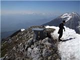 junak, ki je na hrbtu prinesel svoj bicikel - sestopil je na Prevalo (upam, da srečno)