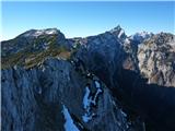 Veliki vrh in Velika Zelenica, pred njimi Poljske device, desno Ojstrica in Krofička, med njima Grintovec, Skuta, Rinke.