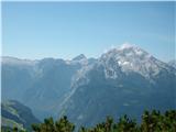 Berchtesgadenske alpe zeleni vrh v sredini: Jenner, v ozadju Schönfeldspitze