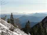 Pogled proti zamegljeni Ljubljanski kotlini, Šmarna gora nad meglo