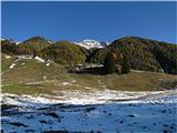 Pogled proti najinemu cilju s sedla Rudni vrh (Sella di Somdogna)
