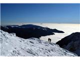 Dolina Kamniške Bistrice še vedno v megli, Velika planina pač ne. 