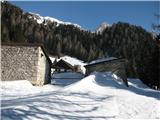 Lago di Bordaglia in kota 2112 in Forc. Ombladet pod Črnim kamnom (Sasso Nero) pri spodnji planini Bordaglia, ki na srečo še živi