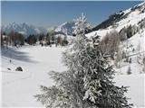 Lago di Bordaglia in kota 2112 in Forc. Ombladet pod Črnim kamnom (Sasso Nero) očitno je bilo včeraj tukaj megleno