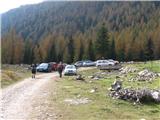 Planina Ravne - Križevnik Vrnitev - parkirišče še polno avtomobilov