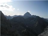 Pogačnikov dom, v ozadju Kredarica in Triglav