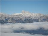 Triglav s Kredarico, spodaj še megla