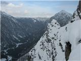 Jof del Lago 1761 m še enkrat dolina Mrzle vode s Kraljevsko špico na desni (Monte Re)