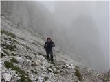 Crode dei Longerin (2523 m) in Monte Schiaron (2246 m) ves čas nama je bila za petami megla