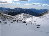 Monte Crostis 2250 spodaj sva zapustila cesto