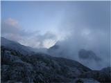 Debeli vrh (2390 m) Pogled proti Triglavu s poti na Debeli vrh.