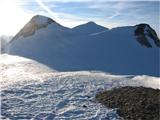 Hoher Zaun  (3457),Schwarze Wand ( 3511) Rainerhorn (3568) in Grossvenediger (3667) s Hoher zauna ima lepo pogled na: desno Scwarze Wand, v sredini Grossvenediger in levo Rainerhorn