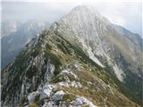 Vrh Ovčje planine in Pri Banderi na drugi strani Vrh Brda in B. Grintavec v megli