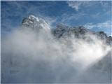 Škrbina nad Tratico (2274m) - Forca de lis Sieris  zahodna pobočja Špika nad Nosom