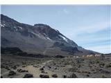 Pridemo čisto pod vznožje južnega pobočja gore Kibo (to je eden od treh gora v pogorju Kilimanjara)